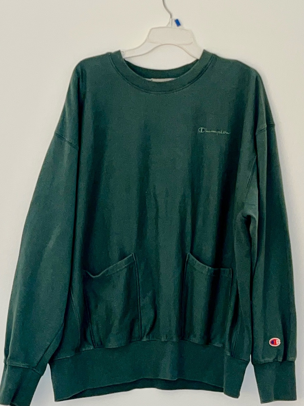 Champion Men's Forest Green Crewneck Sweatshirt with Front Pockets
